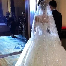 JIN IS пряжа чистый Тюль две свадебная фата длиной для женщин 4 метра свадебная фата