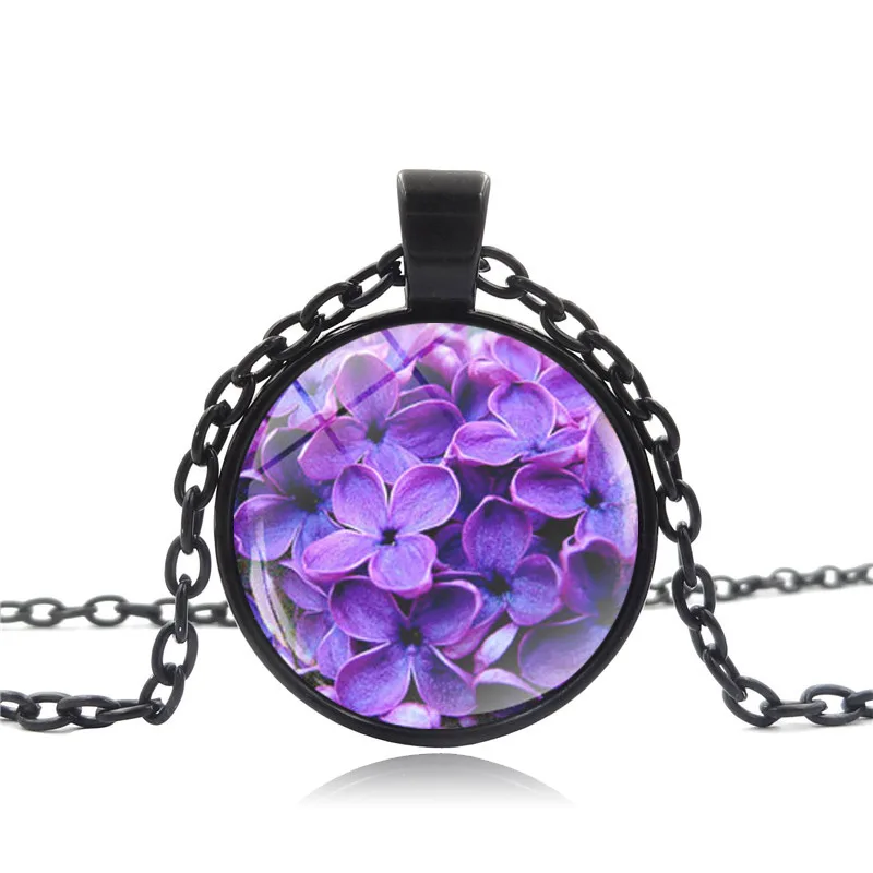 New Purple Lavender Necklace Lavender Natural Pendant Flower Grass Fashion Jewelry Glass Photo