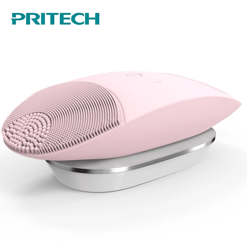 

PRITECH Professional Face Cleaner Inductive Charging Sonic Vibration Electric Facial Cleaning Brush IPX 6 Silicone Skin Care