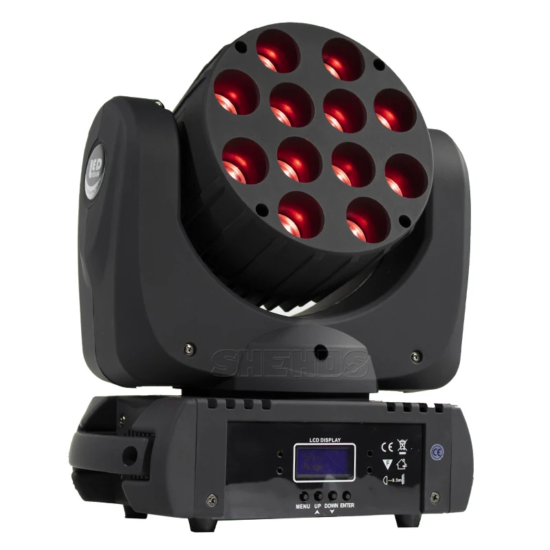 SHEHDS светодиодный светильник с движущейся головкой 12x12 Вт RGBW 4в1 четырехъядерный светодиодный светильник Расширенный 9/16 DMX каналов для профессиональной сцены DJ Disco