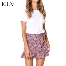 Womens Self-Tie High Waist Vintage Mini A-Line Skirt Irregular Ruffles Hem Leopard Floral Printed Evening Party Faux Wrap Skirt Womens Self-Tie High Waist Vintage Mini A-Line Skirt Irregular Ruffles Hem Leopard Floral Printed Evening Party Faux Wrap Skirt