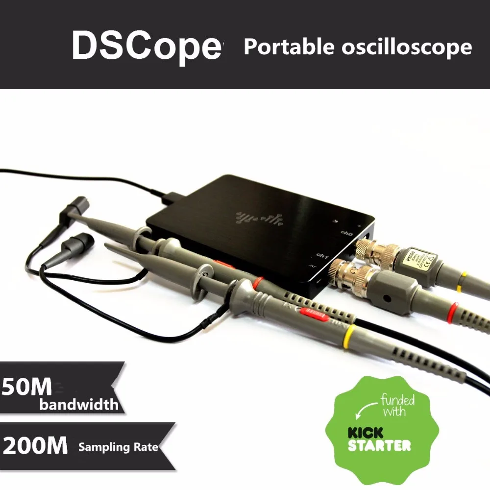 DSCope ultra-portable oscilloscope 50M bandwidth 200M sampling Dual channel USB power supply Maker tools | Игрушки и хобби