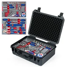 WORKPRO 110PC Home Tool Set Ratchet Wrenches Sockets Pliers Screwdrivers Knives Tape Combination Tool Kit Waterproof Case