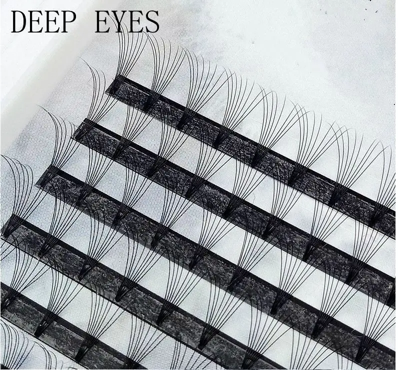 DEEP EYES, новинка, 8D, русские Объемные Накладные ресницы, удлинение, короткий стержень, предварительно сделанные вееры, норковые накладные ресницы на заказ