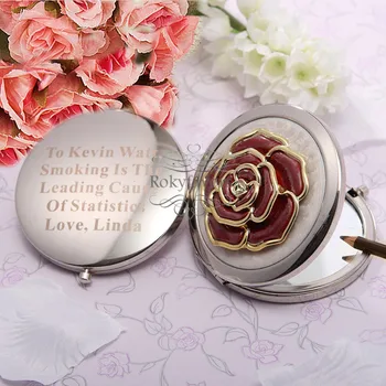 

12PCS Personalized Rose Mirror Compact Wedding Favors Bridesmaids Gifts Anniversary Keepsake Birthday Gifts Girls Party Giveaway