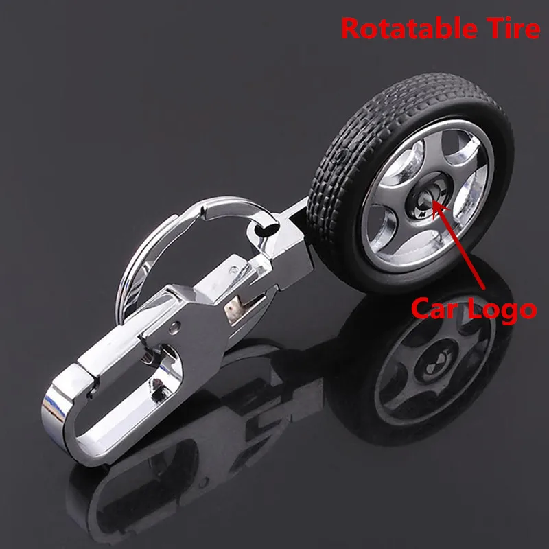 

New Men's Car metal Keychain Rotatable Rubber Wheel Tyre Tire Key Chain Personality Creative Crafts Pendants Gifts Chaveiro