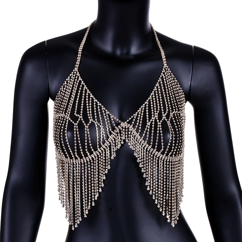  Stylish Women Shiny Crystal Rhinestone Mesh Body Bra Bikini Suit Sexy Charm Women Transparent Panti