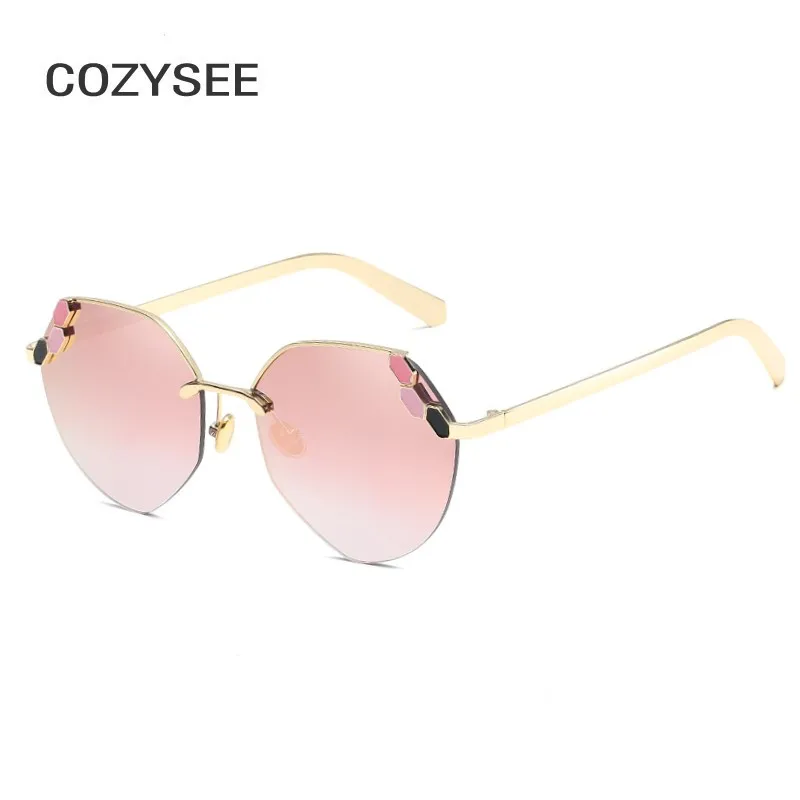 Luxury Italy Oversized Rimless Sunglasses Women Diamond UV400 Retro