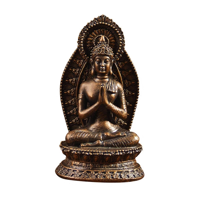 Southeast Asian Zen antique Buddha statues Chinese style living room sitting Buddha home decorations old tea table furnishings