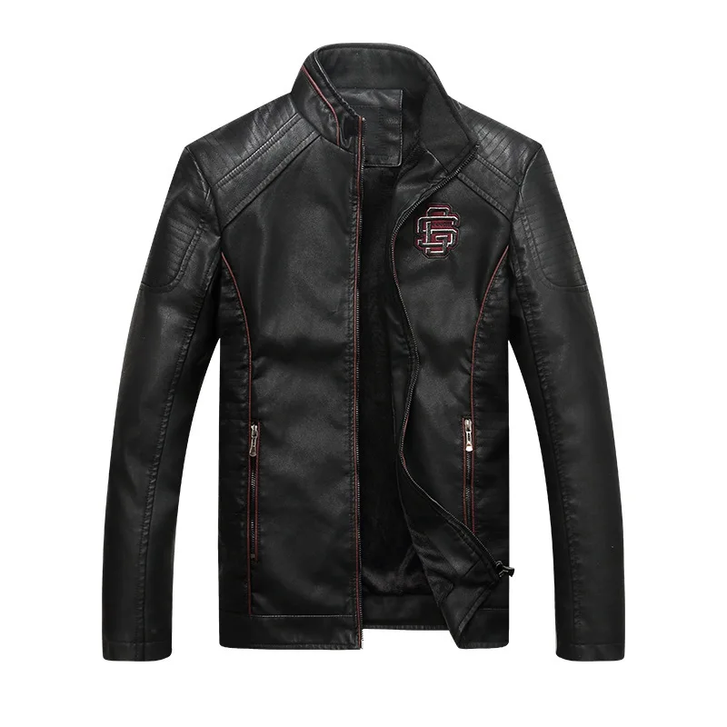 

Winter Fashion Men Jacket Stand Collar Inner Velvet Warm Jacket Men Casual Coats PU Leather Punk Style Biker Jackets Hombre