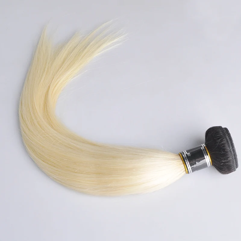 Ross Pretty Peruvian Remy Hair two tone Color Black with Blonde Straight Human Hair Extension Ombre 1b 613 Hair Weave Bundles