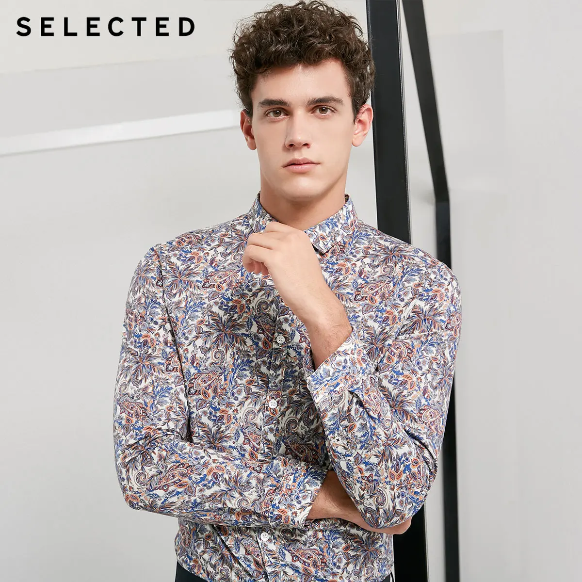 

SELECTED Men's 100% Cotton Colored Pattern Slim Fit Business Shirt T|418305552
