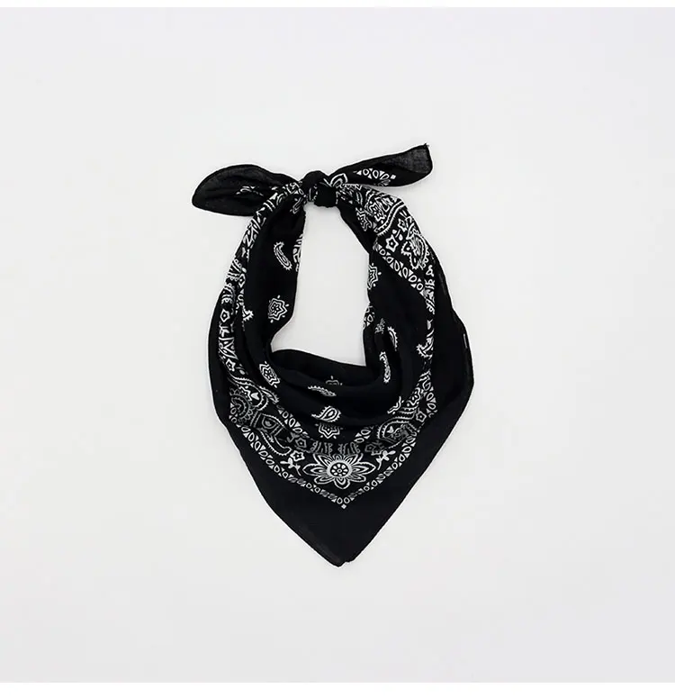 Черные белые хлопковые банданы мужские карманные квадратные шарфы «пейсли» повязка на голову Женская повязка на голову платок