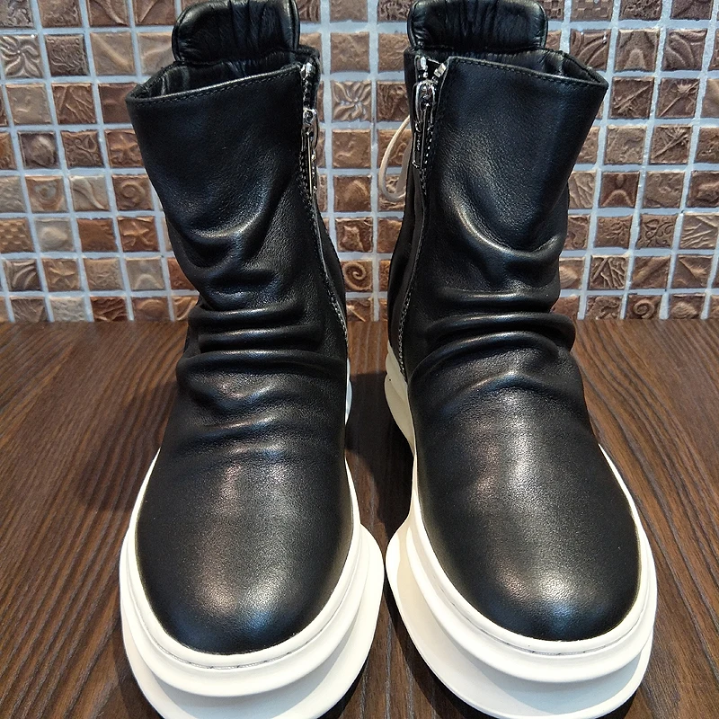 Cremallera Estilo Rock Negro Alta As Arriba Los Moda La Show as Lateral Plataforma D Zapatos Deporte Hombres Zapatillas Botas De Show Fresco Del Punk Tobillo Cuero pIHOqd