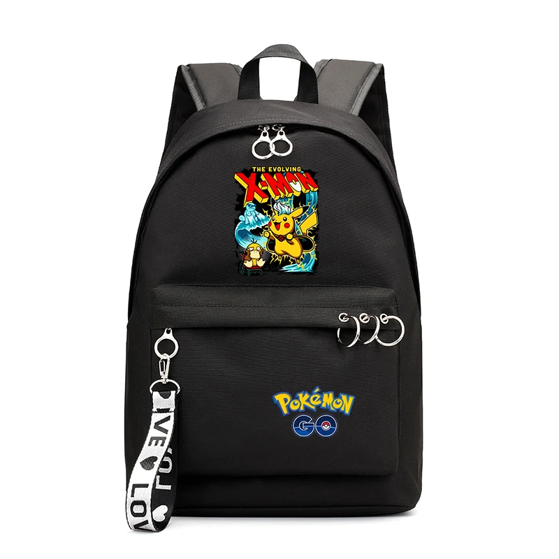 Черные школьные сумки для рюкзак для девочек-подростков Pokemon/pikachu/charmander женская сумка для книг большая школьная сумка Молодежный колледж отдыха