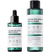 SOME BY MI AHA BHA PHA 30 дней чудо-тонер 150 мл+ чудо-сыворотка 50 мл средство по уходу за лицом от прыщей лечение черных точек удаление кожного сала