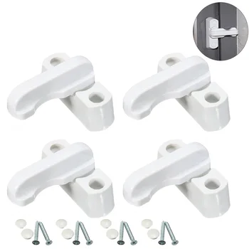 

5pcs Plastic White Window Door Lock Sash Security Swing Lock Latch Home Housing Safely Opening And Closing Handle Lock