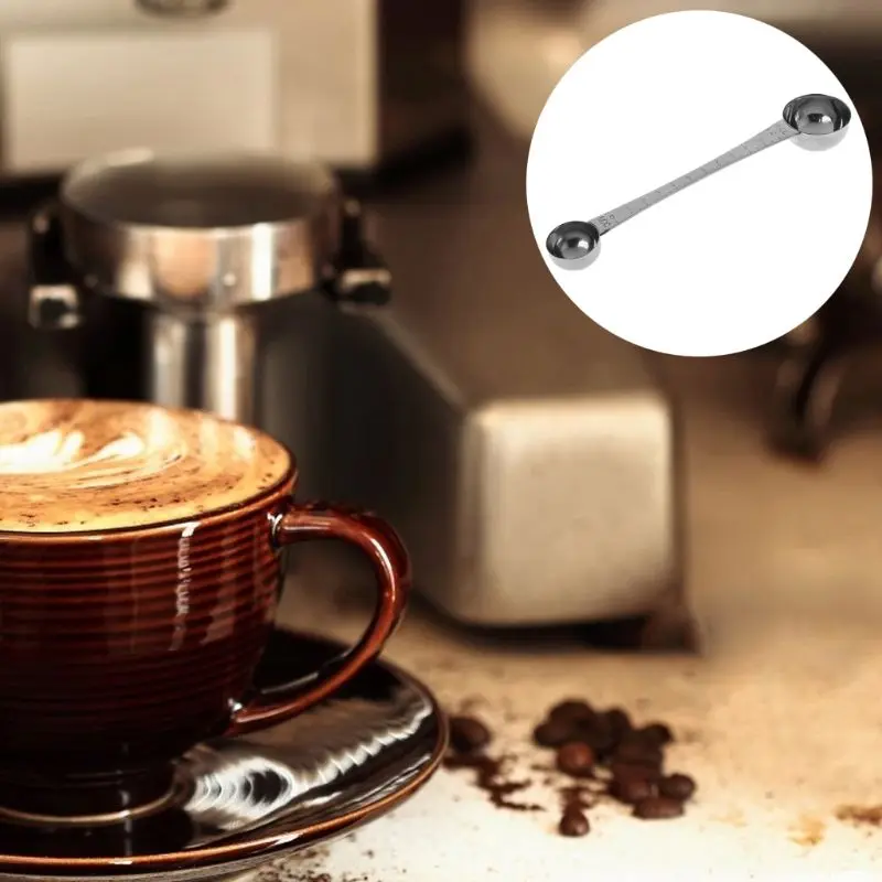 Stainless Steel Double Ends Measuring Spoon With Scale Coffee Scoop Tablespoon -HJI