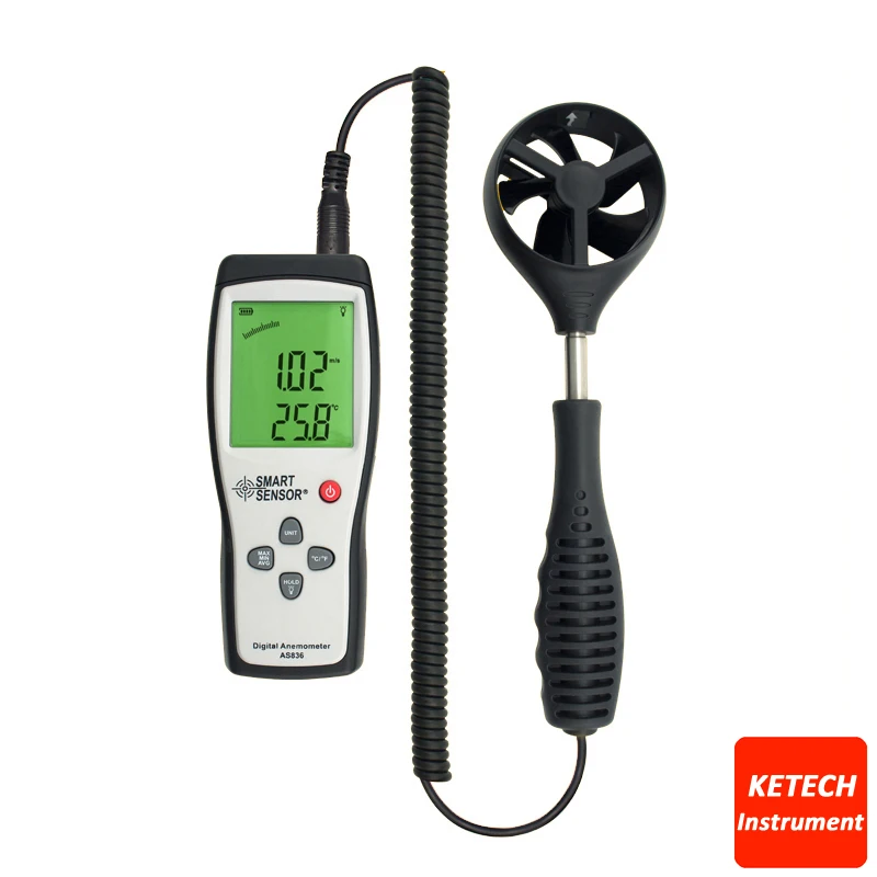 

Portable Air Flow Meter Anemometer 45m/s Relative Air Temperatur Tester AS836