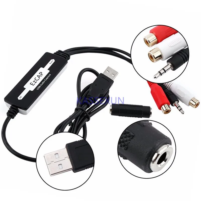 2017 New Audio Capture Card from RCA L/R 3.5mm audio to mp3 via computer for windows Mac, Linux