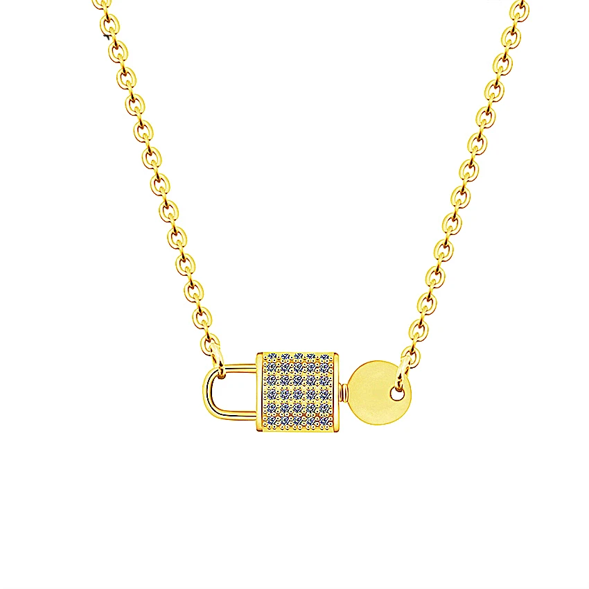 

DCTVICT Valentines Gift Charm CZ Lock Key Necklace Wedding Jewelry Gold Erkek Kolye RomanticB ijoux Femme Merry Christmas BBF