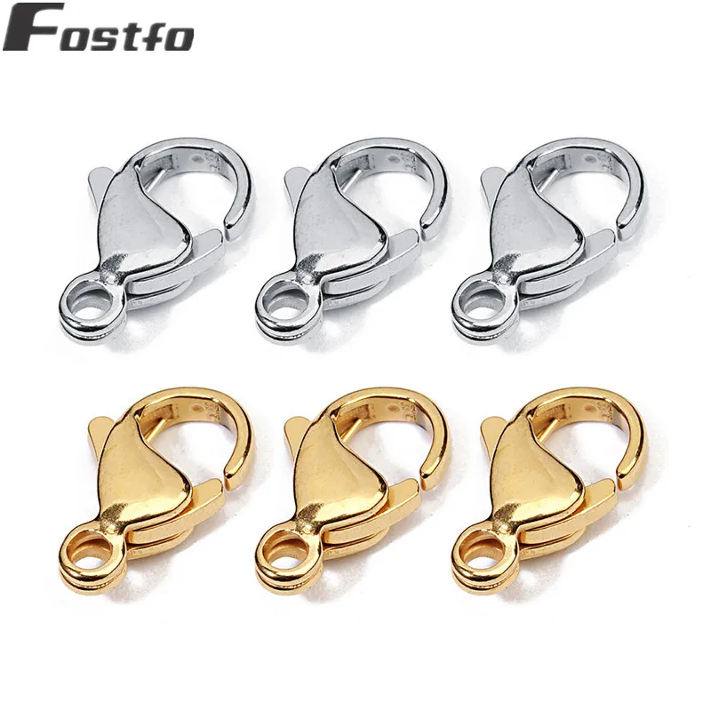 

25pcs/lot 9*6/10*6/11*7/12*7/13*8/15*9/19*12mm Stainless Steel Lobster Clasps Hooks Jewelry Connectors For Diy Necklace Making