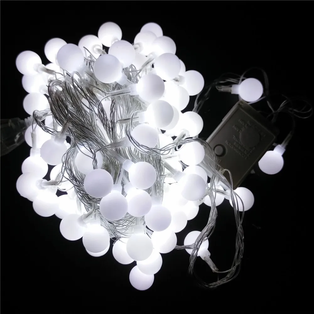 Ball Multicolor LED String Lights Indoor 10M 100led LED Rope Christmas Garlands Holiday Light - white lighting