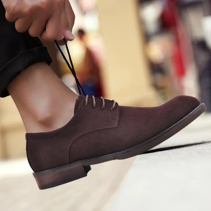 Italyan Retro Shoes Vestem Brown Erkek Homens Oxford Da Preto Mokasen Lace Vaca Up Couro Black Casuais Sapatos Moda De Camurça 2019 brown Se g5wq6ECAx