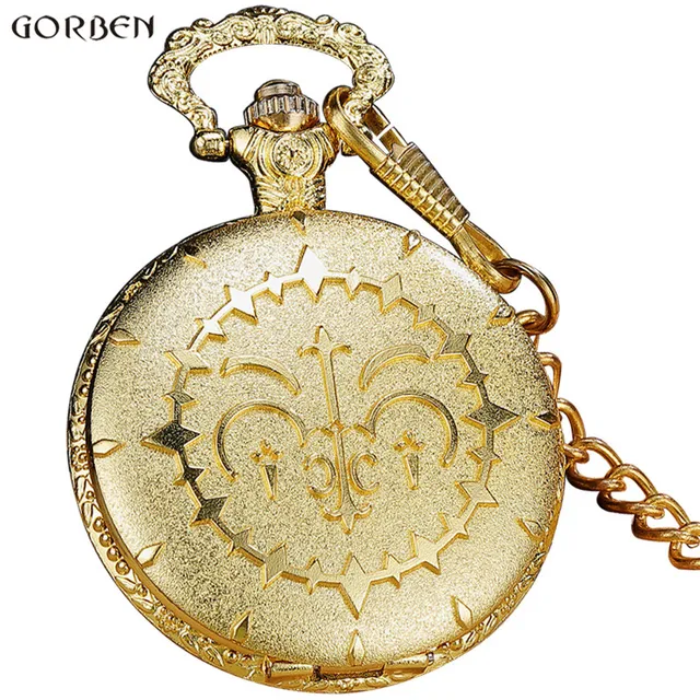 Luxury Round Golden Steampunk Quartz Pocket Watch With FOB Waist Chain Vintage A Luxury Round Golden Steampunk Quartz Pocket Watch With FOB Waist Chain Vintage A