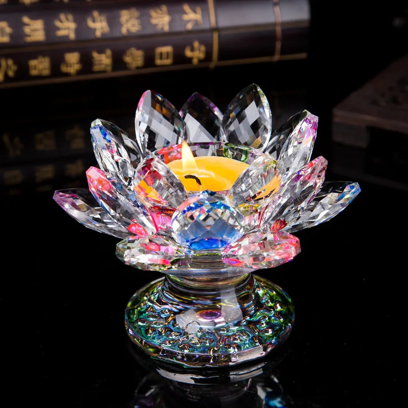 Crystal Lotus Candlestick Tealight Holders 7 colors