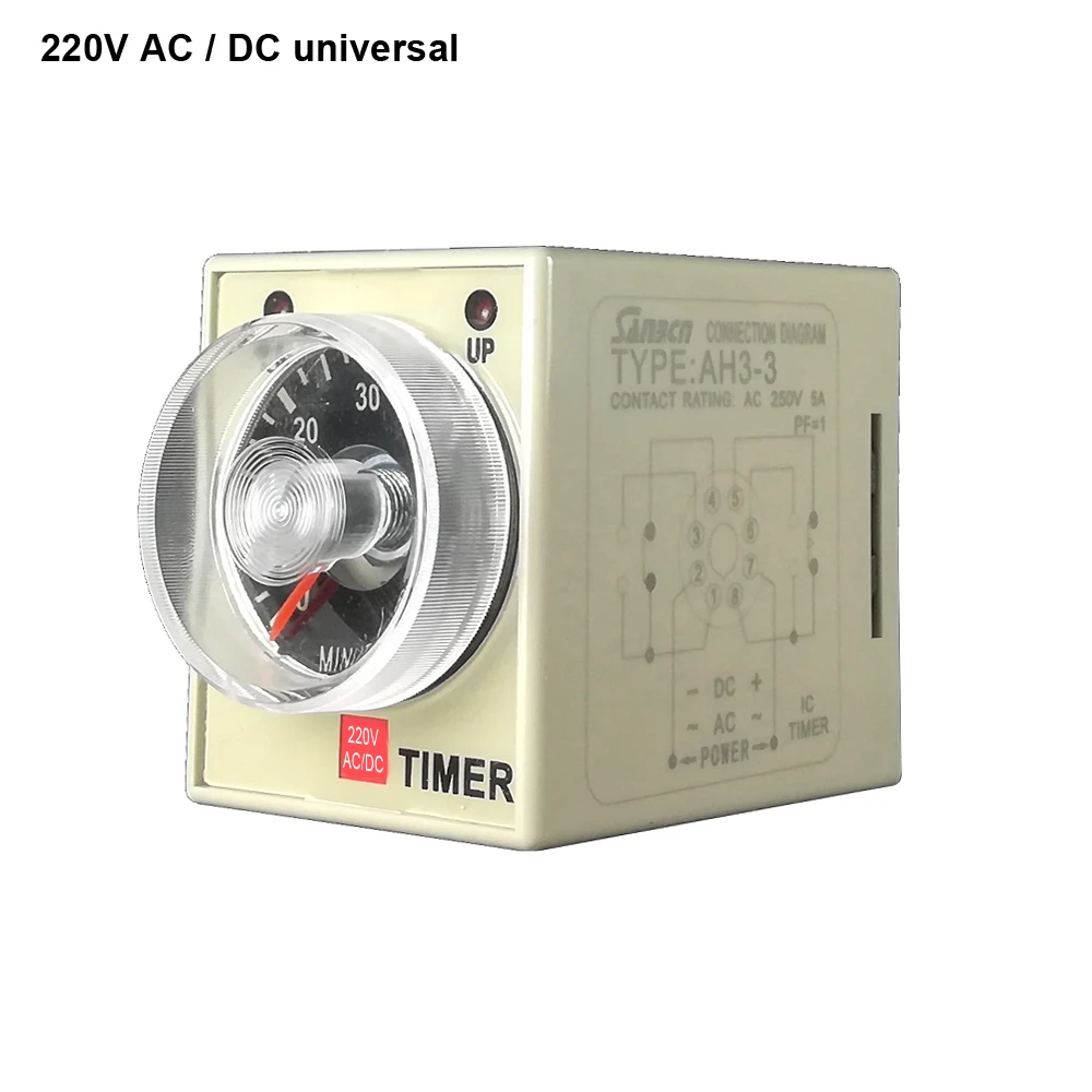 Time Relay AH3-NA AH3-NB AH3-NC AH3-ND AH3-NE On-Delay Timer Time Relay Switch 8Pin 12V/24V/36V/48V/110V/220V/380V NWPNLXEA(AH3-NB,220V