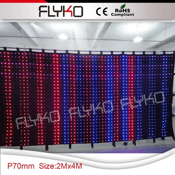 

Free shipping 2m by 4m P70MM Flexible indoor led video curtain for DJ Wedding Backdrops Event Nightclub