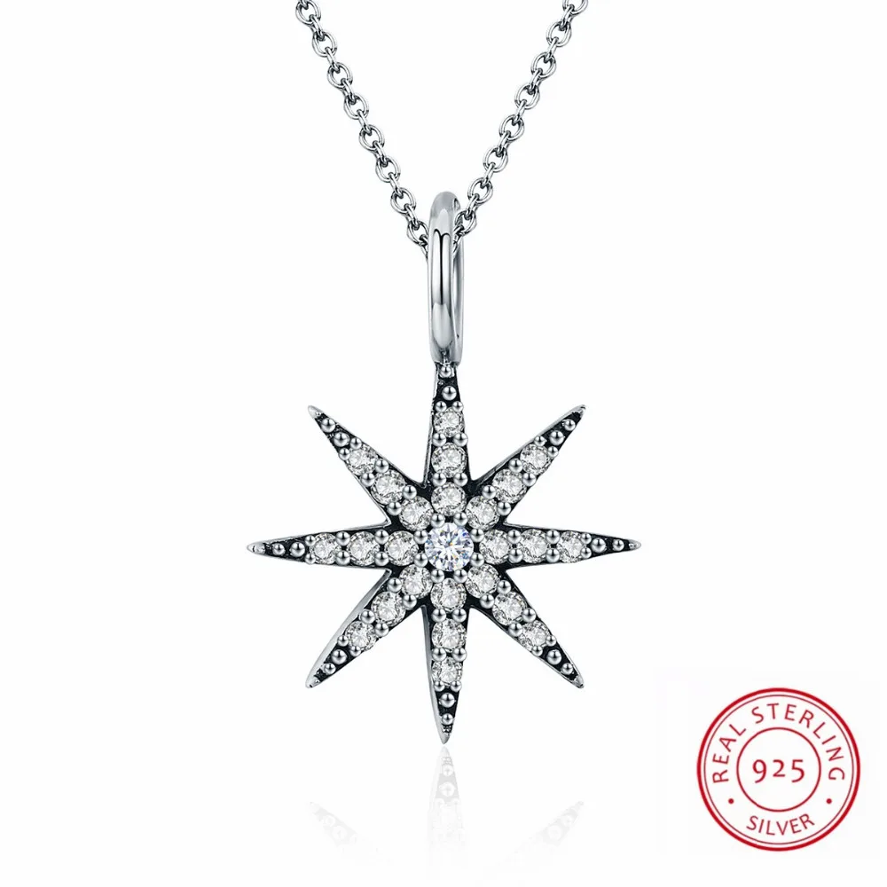 

Hot Sale Genuine 100% 925 Sterling Silver Sparkling Star Dazzling CZ Pendant Necklaces for Women Sterling Silver Jewelry Gift
