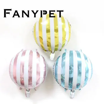 

50pcs 18inch Pink Blue Gold Candy stripe Foil Balloons Helium Inflatable Globos Birthday Wedding Party Decor Child Gifts Toys