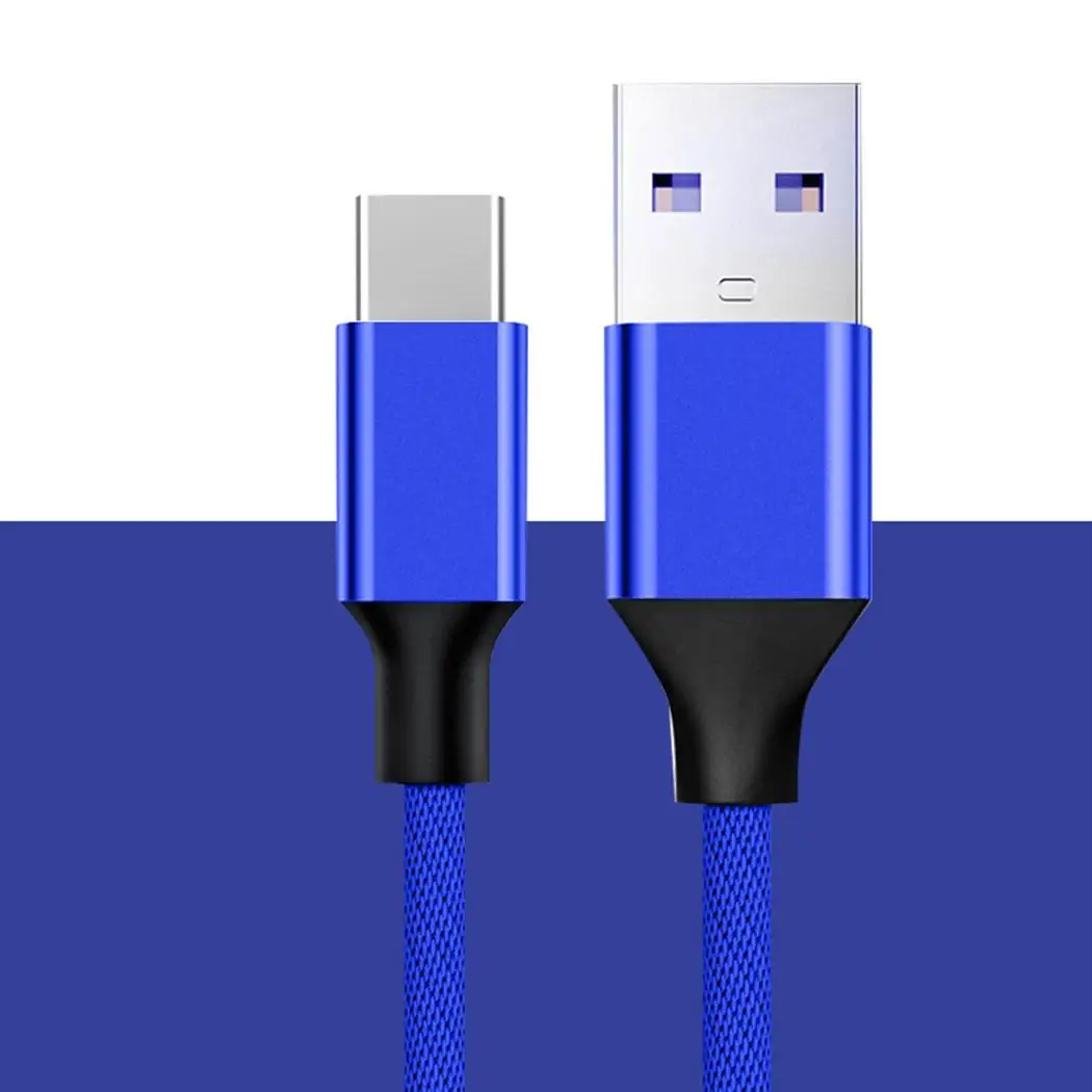 Mobile Phone Data Sync Wire Copper Core Red, Black, Blue Type-C Fast Charging Cable