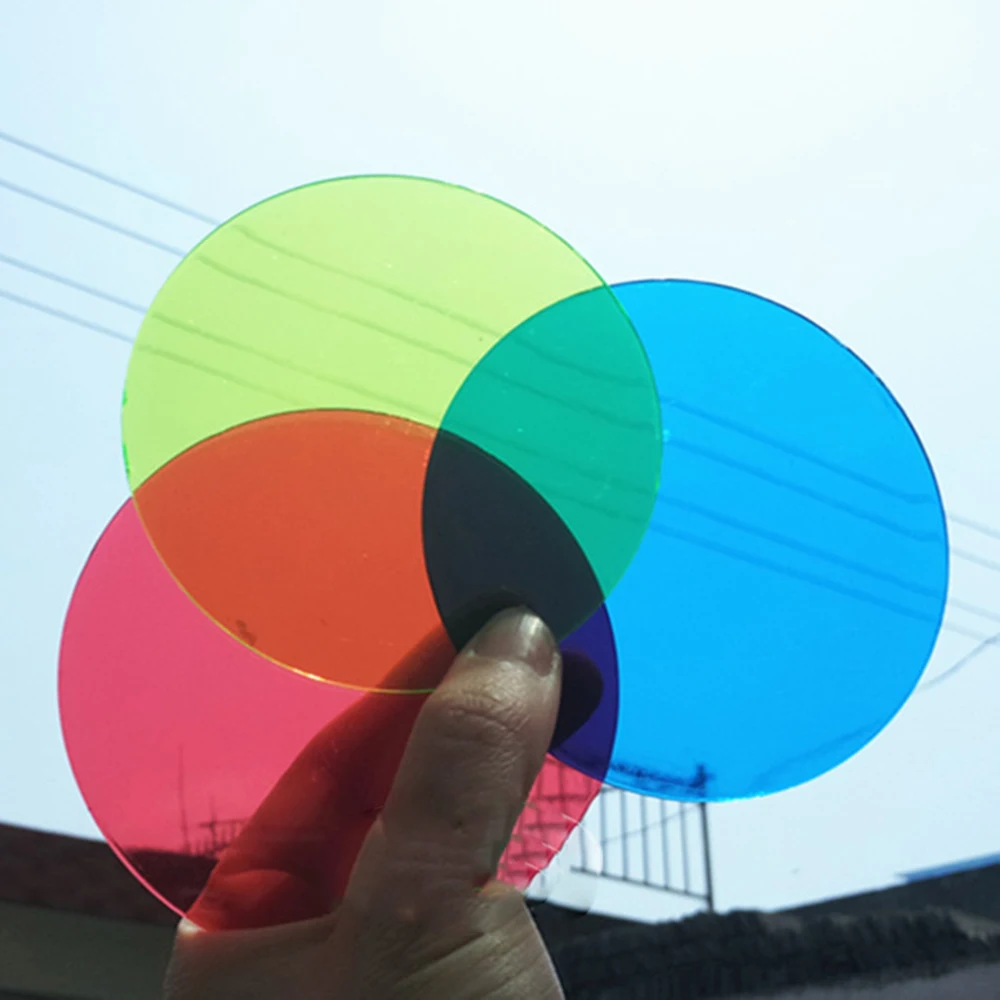 

Physics optics 9.5cm Colour transparent film Red Green Blue Trichromatic filter 0.2 cm thick