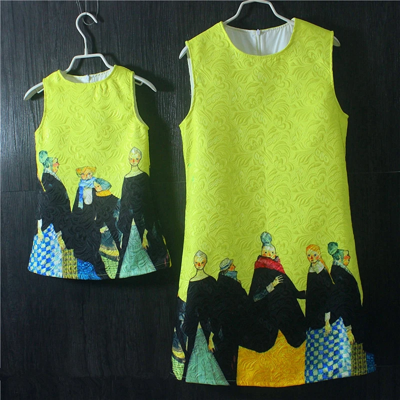 Женское Брендовое платье-карандаш с принтом семейная одежда для мамы и дочки вечернее платье комплект одежды для девочек без рукавов, прямые платья