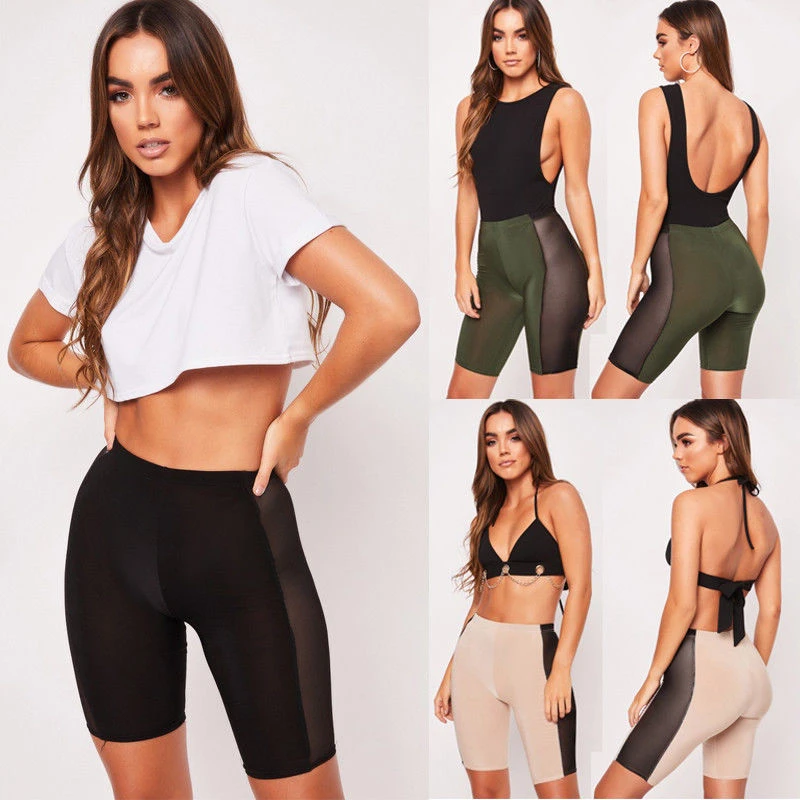 

Women Summer Black Sporty Shorts Mesh Slinky Cycling Shorts Hot Shorts