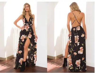 2018 summer women's flower print sexy one piece dresses Dresses