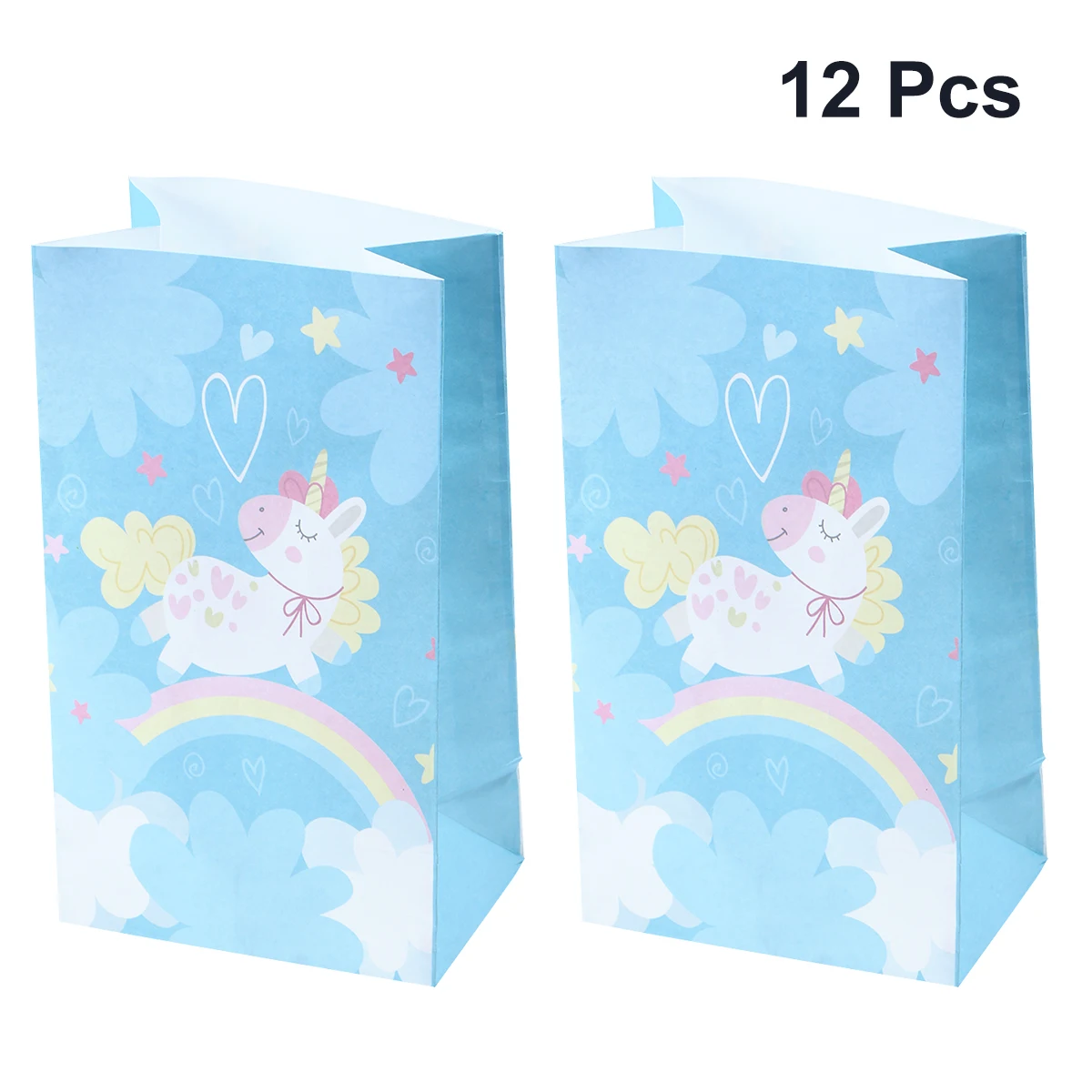 

12PCS Kraft Paper Bags Unicorn Square Bottom Paper Bags Candy Cookie Gift Box Baking Dessert Party Paper Bags (21x12x8cm)