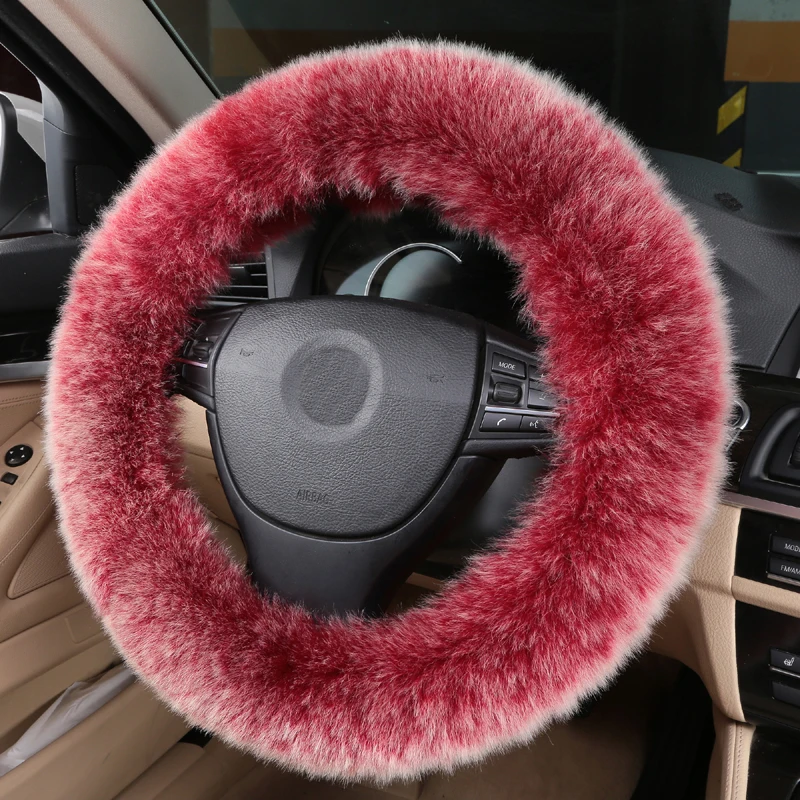 Универсальный Зимний теплый чехол на руль, мягкий длинный шерстяной плюшевый мех, автомобильные аксессуары
