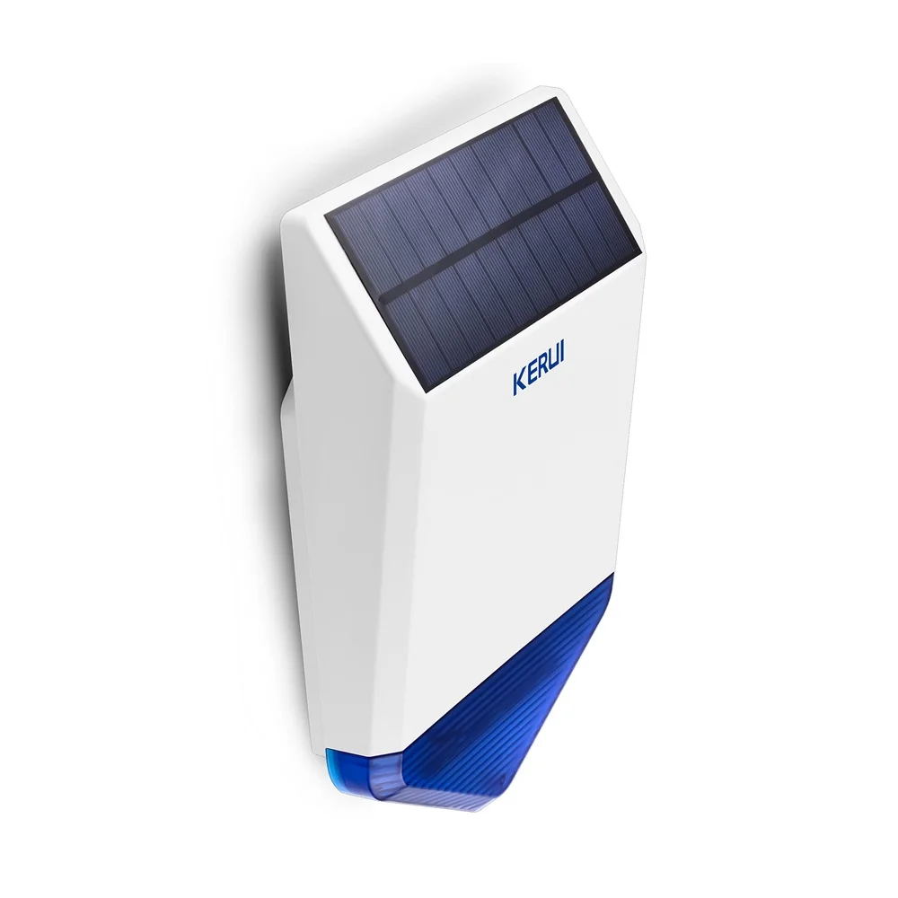 KERUI nuevo Flash inalámbrico estroboscópico al aire libre sirena a prueba de agua Alarma inalámbrica GSM sistema de Alarma de seguridad para el hogar carga de energía - 5