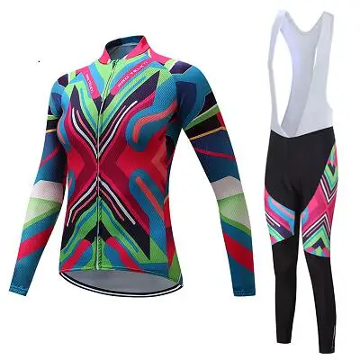 Профессиональный женский зимний термальный флис Велоспорт Джерси гоночный велосипед одежда велосипедная форма Mtb Maillot длинный комплект рубашек - Цвет: Color 8