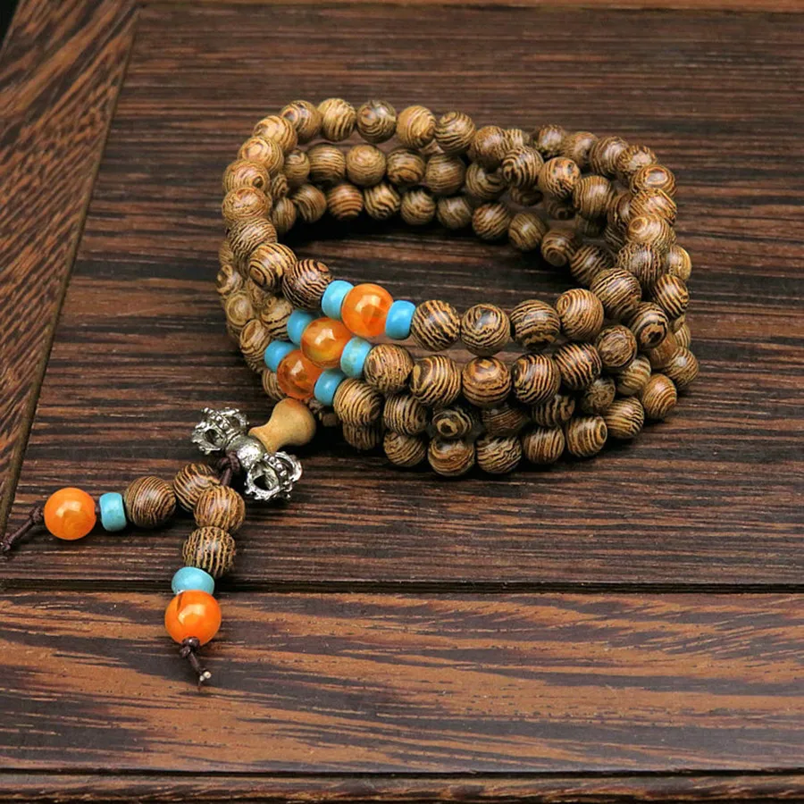 

108 Natural Vietnam Fragrant Agarwoods Mala Bracelet Good Smell Smoothing Spiritual Bracelet Cleanses Jewelry For Women Men