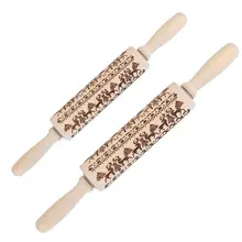 Рождественская тематическая Скалка тесто инструмент для кондитерской помады ролик для пасты деревянная ручка ролик для приготовления печенья кухонный инструмент приспособление для выпечки