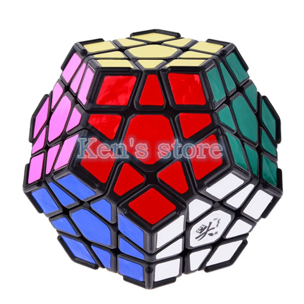 Совершенно DaYan Megaminx Dodecahedron Stickerless Головоломка Куб с угловыми гребнями скорость головоломки Кубики Игрушки для детей - Цвет: Black Sticker