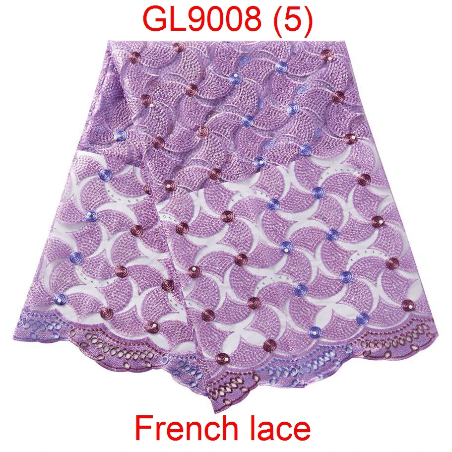 2019 African Laces Fabrics Embroidered Nigerian 3D Guipure French Cord Lace Fabric High-quality  African French Net Lace Fabric GL9008 (5)