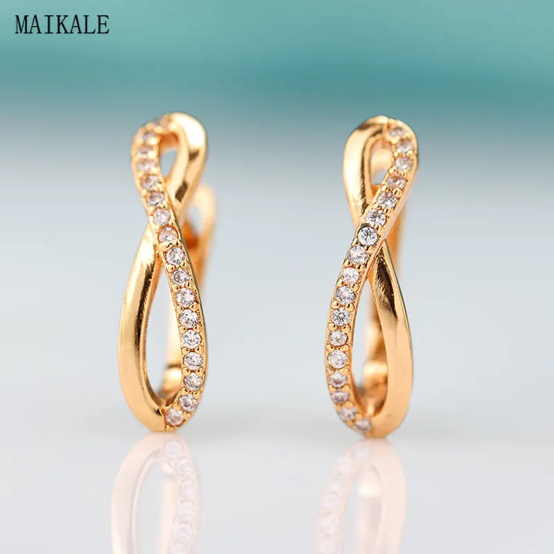 

MAIKALE Trendy Geometric Zircon Stud Earrings for Women Cubic Zirconia Earring 8 Shape Clip on Earing Korean New Fashion Jewelry