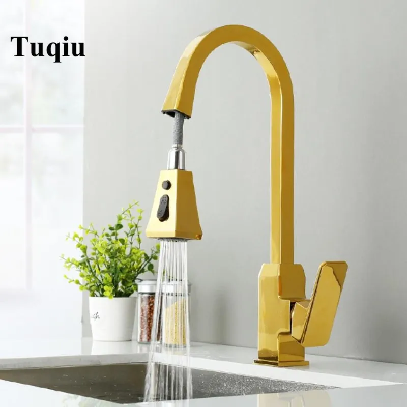 

Pull Down Kitchen Faucet Chrome/Gold/black Kitchen Sink Mixer Tap 360 degree rotation kitchen mixer taps Kitchen Tap