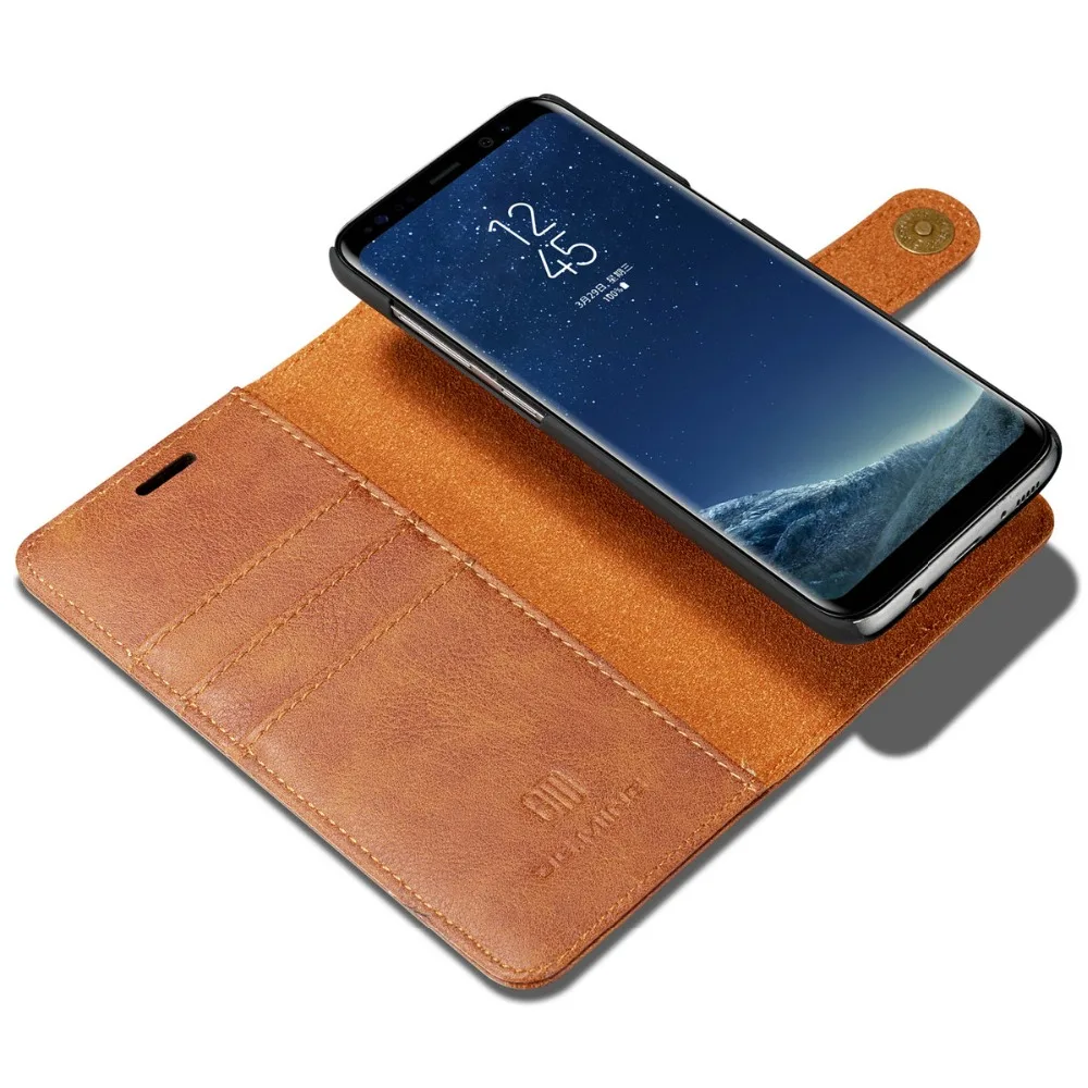 Роскошный Съемный чехол для Samsung Galaxy S8 S9 S10 Plus Двухслойный Кожаный бумажник флип